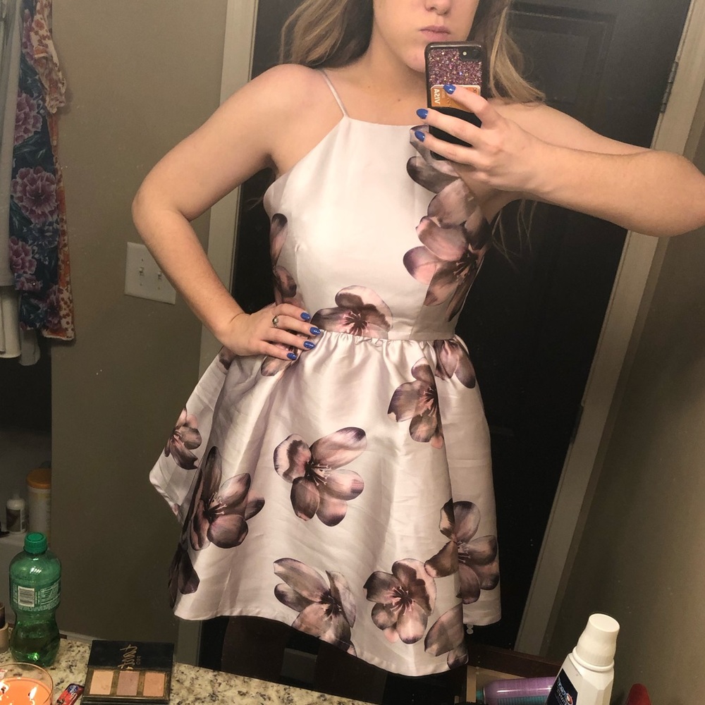 Flora purple fit and flare dress